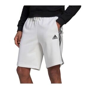 Adidas 3-Stripe Fleece Shorts White Black 10" Inseam Men's Size XL NWT